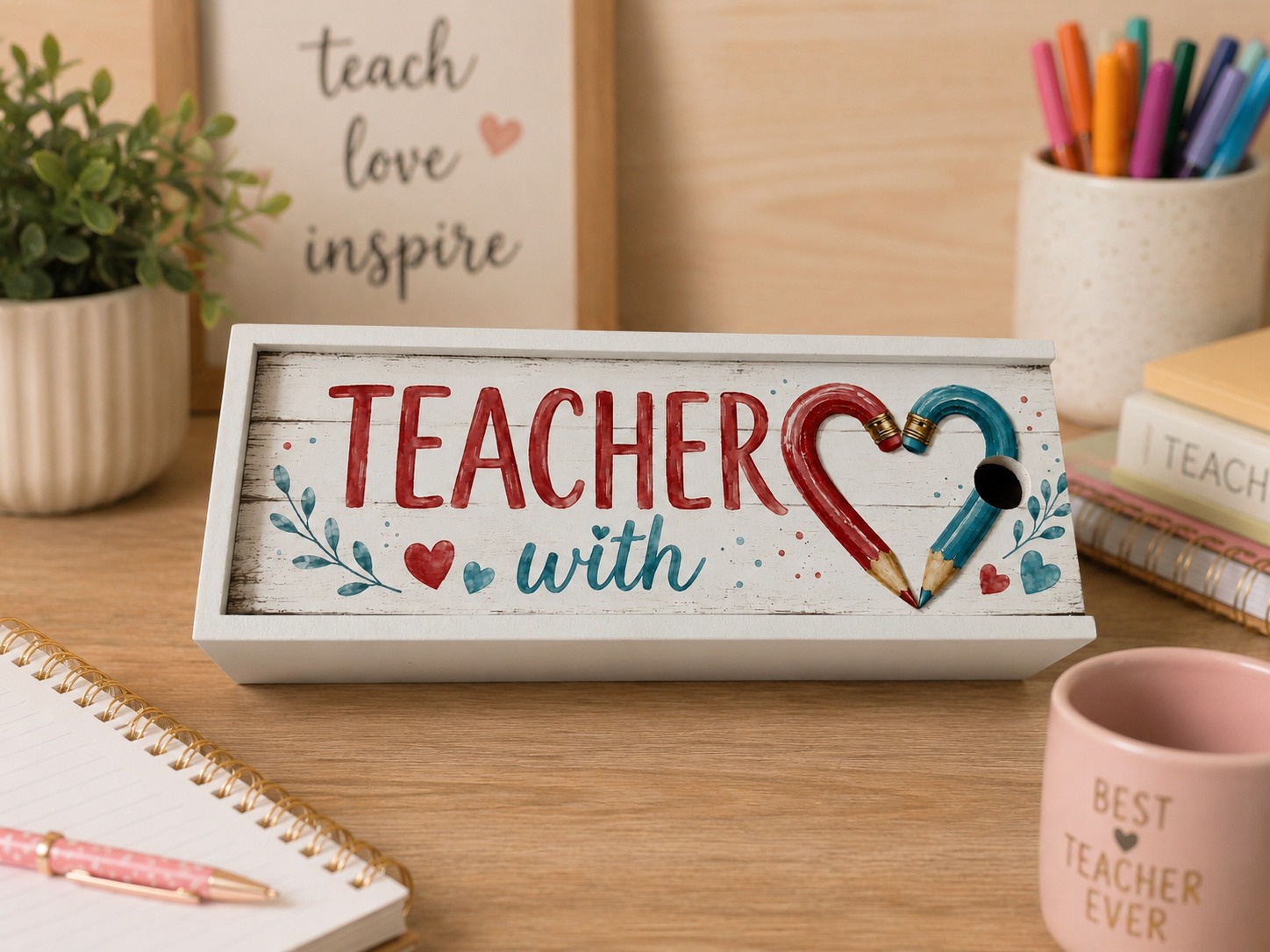 Pencil Box - Teacher with heart