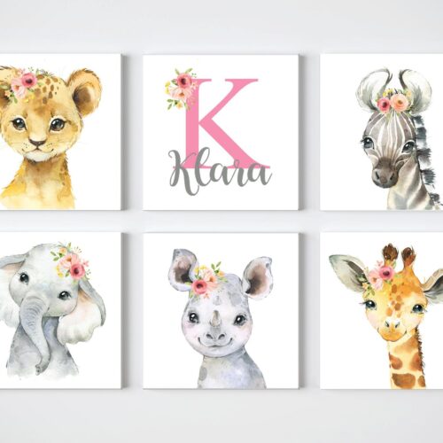 Africa Animal Set of 6 Flower