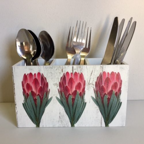Cutlery Holder – Red Protea (Photo)