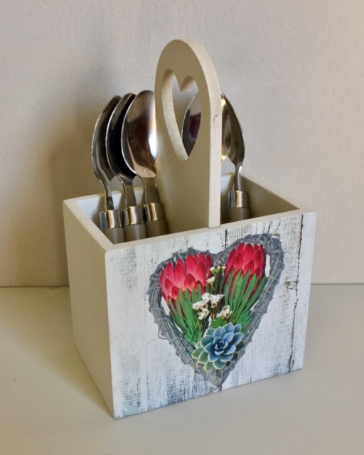 Teaspoon Holder – Red Protea (Photo) heart