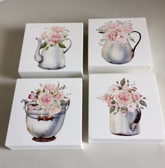 Set of 4 mini canvas Pink vintage