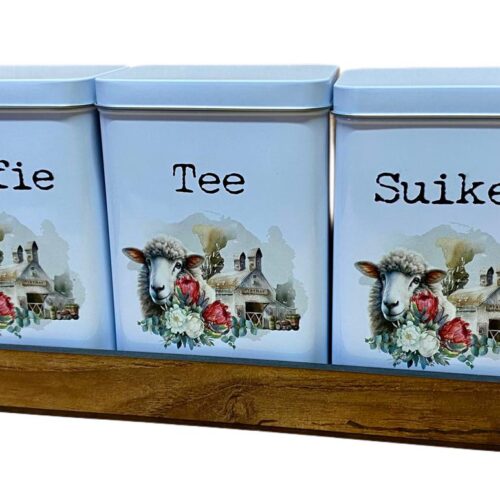 Tin Set – Koffie Tee Suiker Sheep Dark Protea 2024