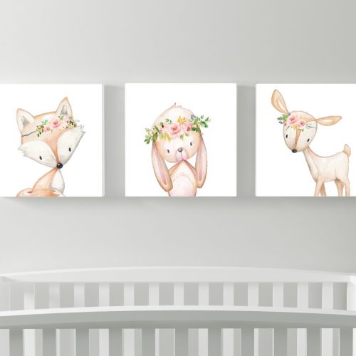 Fox Deer Bunny Floral