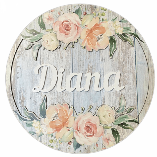 Custom Floral Safari Name Plaque 40cm (9mm thick)
