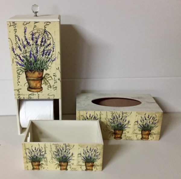 BATHROOM SET 3 PIECE VINTAGE LAVENDER Olka Polka Creations