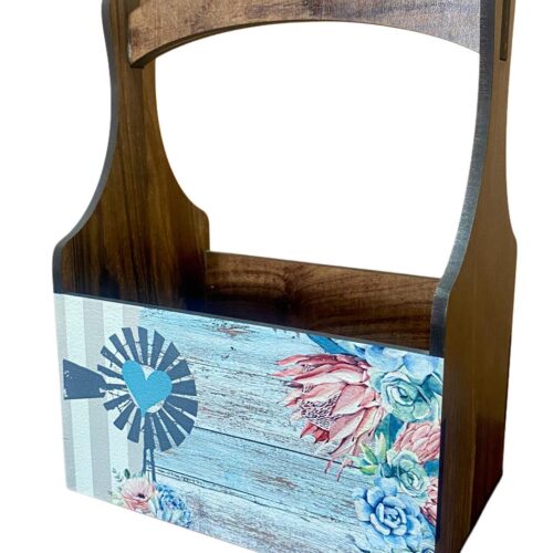 Wooden Caddy Windmill Teal