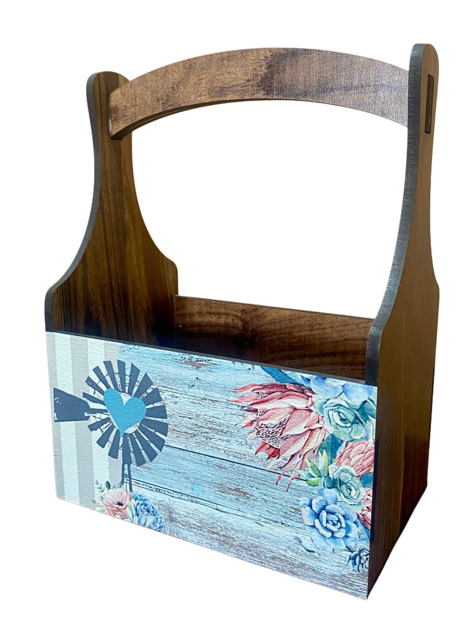 Wooden Caddy Windmill Teal