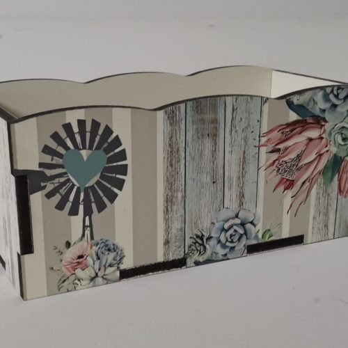 Small Wood Box Printed Windpomp Teal