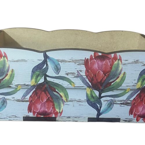 Small Wood Box Printed Dark Protea