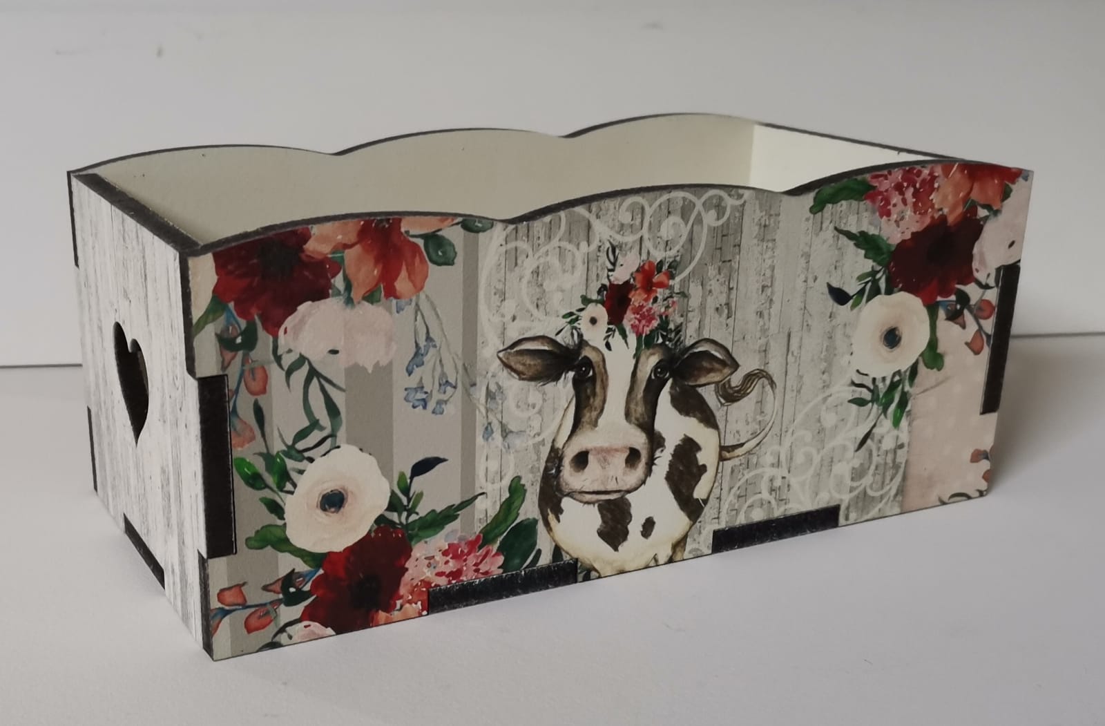 Small Wood Box Printed Cow