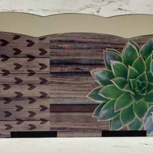 Small Wood Box Printed Succulent