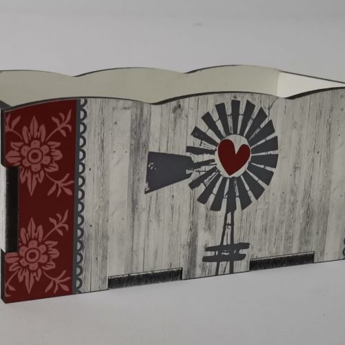Small Wood Box Printed Windpomp New
