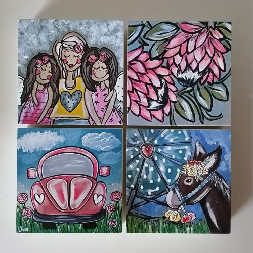 Set of 4 mini canvas Protea Volla