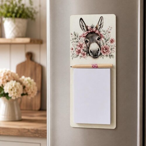 Magnetic Notepad – Donkey Pink Flowers