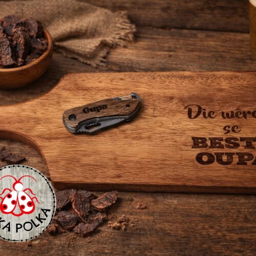 Pocket Knife & Solid Wooden Board Oupa 2022
