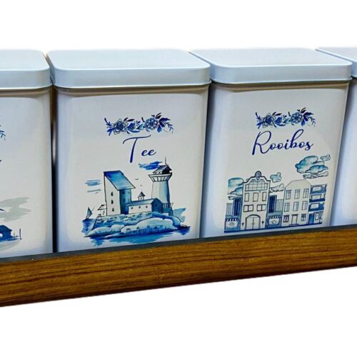 Tin Set – Koffie Tee Suiker Rooibos Delft
