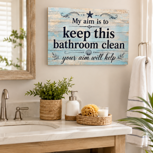 Small Sign (A4) – My aim Bathroom sign