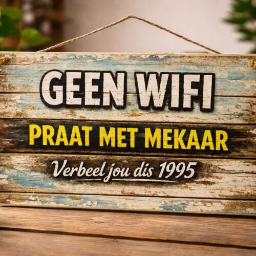 Small Sign (A4) – Geen Wifi 2026