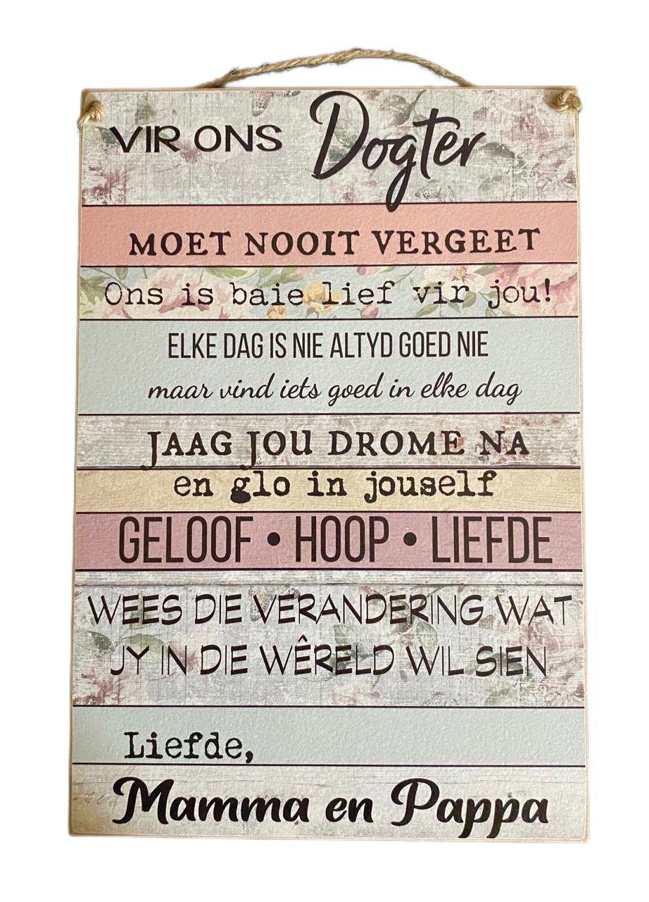 Small Sign (A4) – Vir Ons Dogter