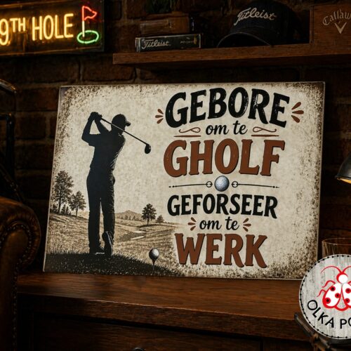 Small Sign (A4) – Gebore om te golf 2026