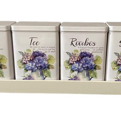 Tin Set – Koffie Tee Suiker Rooibos Hydrangea 2024