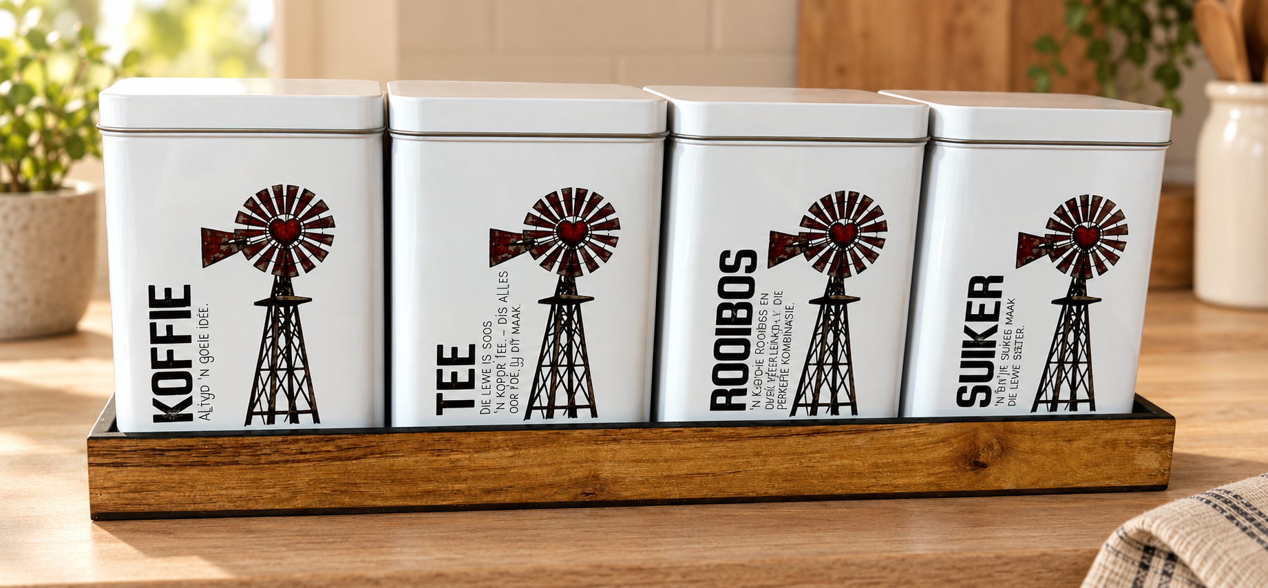 Tin Set - Koffie Tee Suiker Rooibos Windpomp