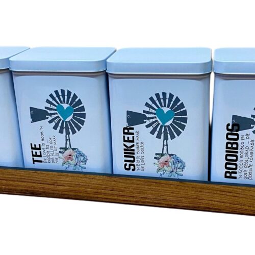 Tin Set – Koffie Tee Suiker Rooibos Windpomp Teal 2025
