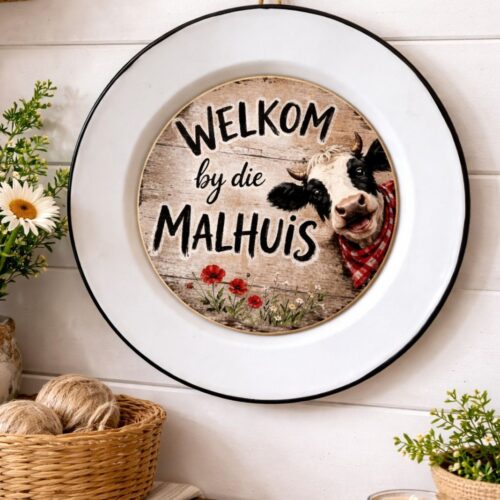 Enamel Sign (22cm) – Welkom by die Malhuis