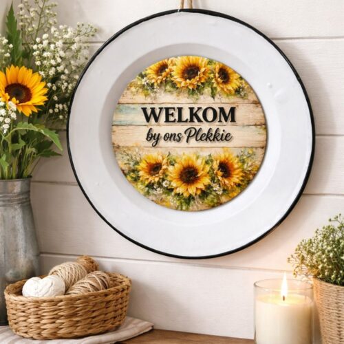 Enamel Sign (22cm) – Welkom by ons Plekkie