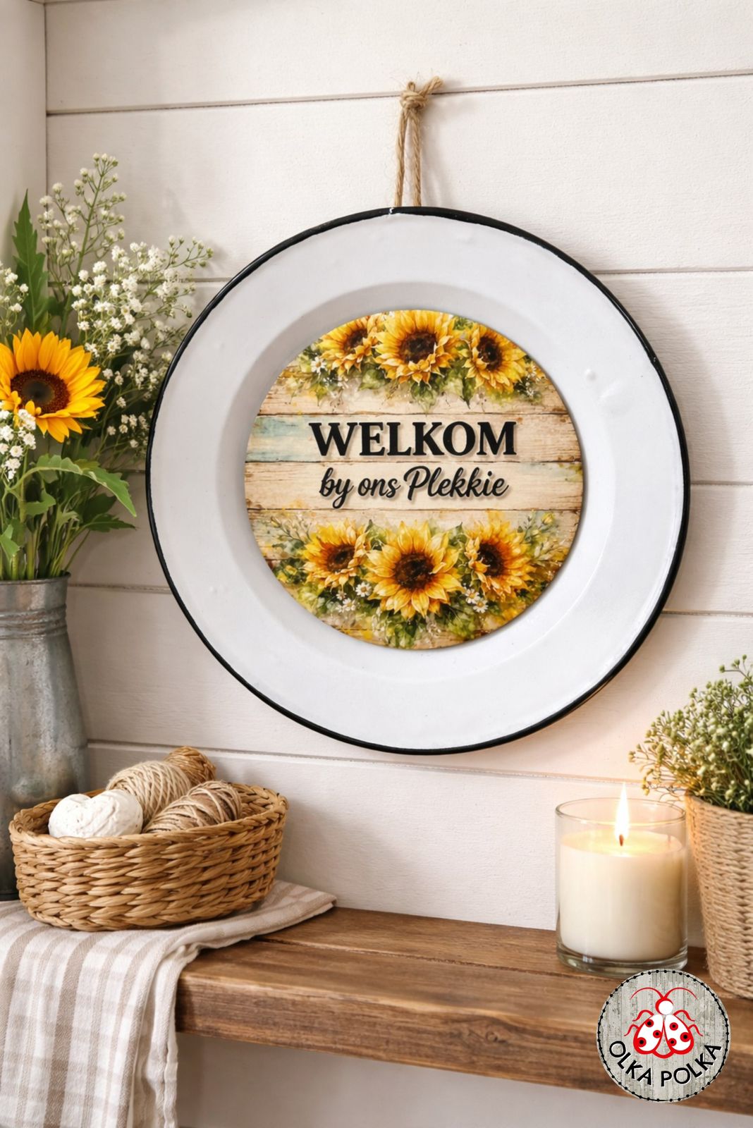 Enamel Sign (22cm) - Welkom by ons Plekkie