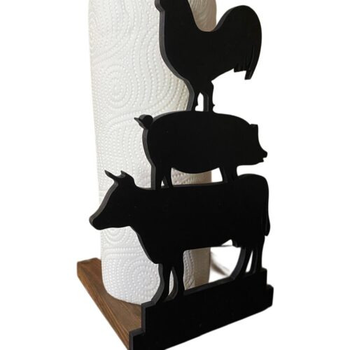 TOILET ROLL / PAPER TOWEL HOLDER – Cow Pig Chicken 2025