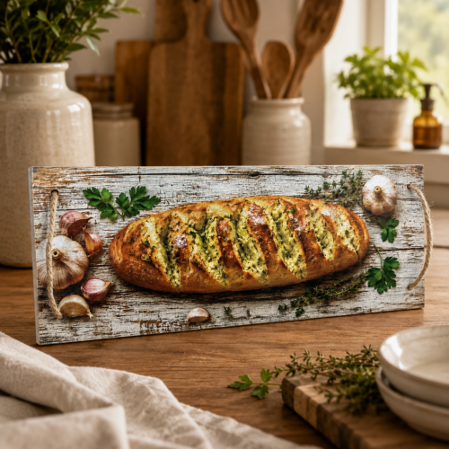 Pine Tray Rope Handles Garlic Bread