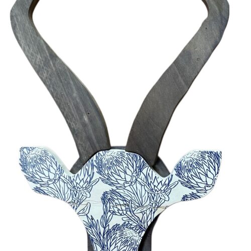 Springbok Head Reclaimed Wood Protea Lineart 2025