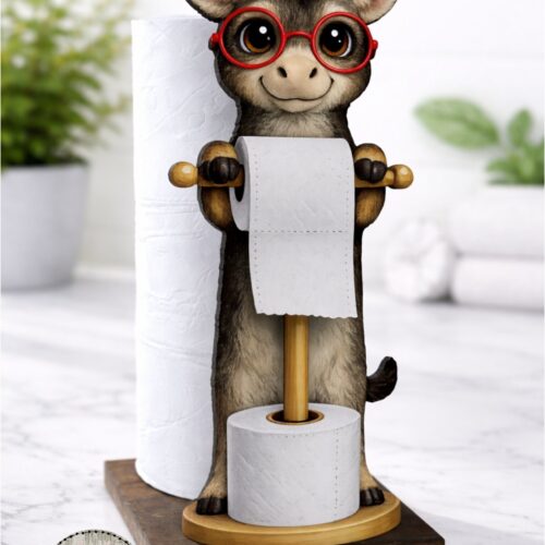 TOILET ROLL / PAPER TOWEL HOLDER – Donkey with glasses 2026