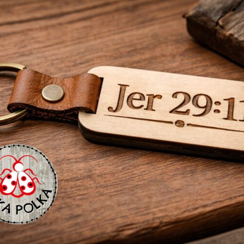 Leather & Wood Keyring Jer 29:11