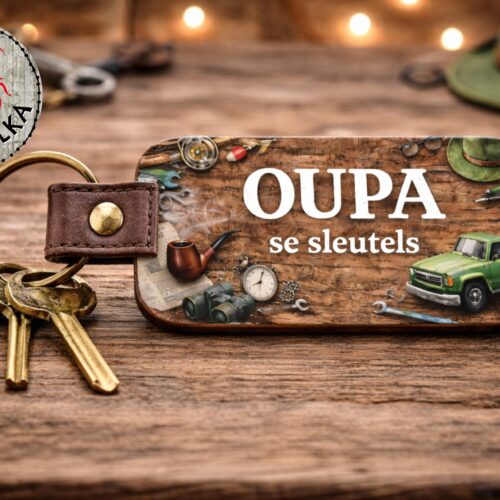 Leather & Wood Keyring Oupa 2026