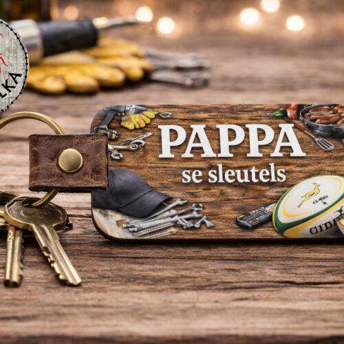 Leather & Wood Keyring Pappa 2026