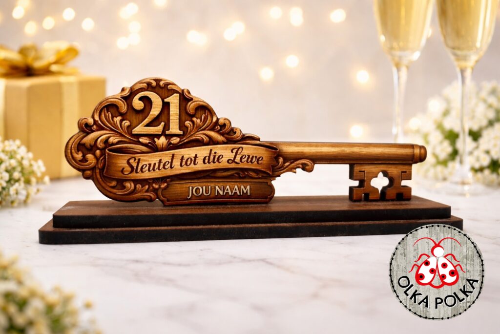 21st Birthday Key wood – Olka Polka Creations