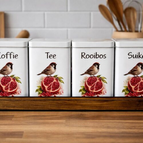 Tin Set – Koffie Tee Suiker Rooibos Mossie Granaat 2026