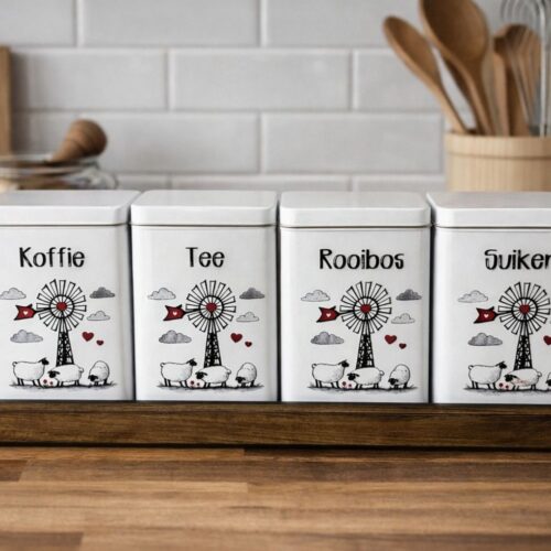 Tin Set – Koffie Tee Suiker Rooibos Skapies Windpomp 2026