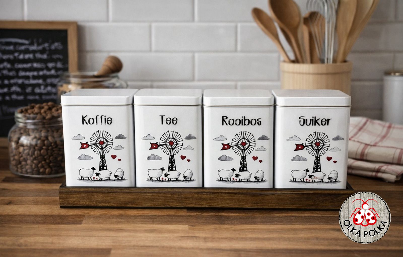 Tin Set - Koffie Tee Suiker Rooibos Skapies Windpomp 2026
