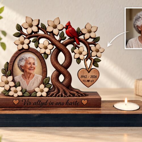 Personalized Wood Memorial Tea Candle Holder
