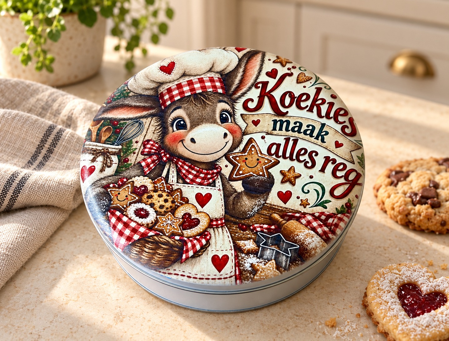 Tin Round - Koekies Maak Alles Reg – Donkie Bakkertjie