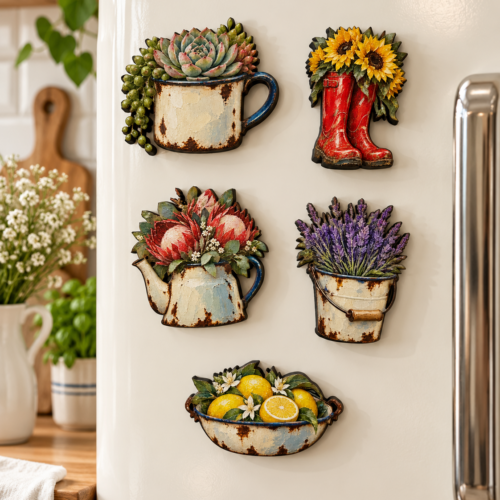 Fridge Magnet – Enamelware – Set of 5